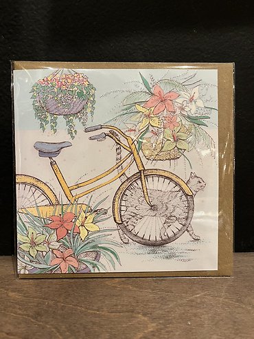 Cat and Bicycle Greeting Card