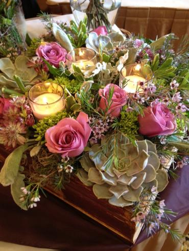 Candle and Succulent Centerpiece