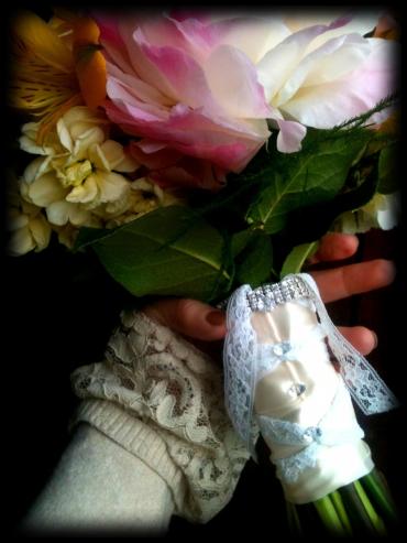 Bouquet Wrapped with Satin Ribbon and Crystals