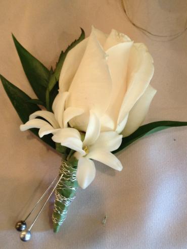 Classic White Rose Boutonniere