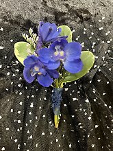 Bold and Blue Boutonniere